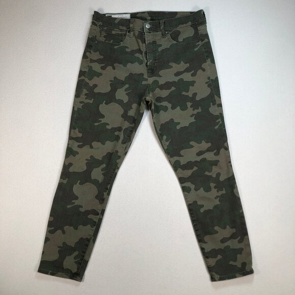 Gap Pants Women's 32x25 Green True Skinny Ankle High Rise Tapered Olive Camo - Picture 1 of 16